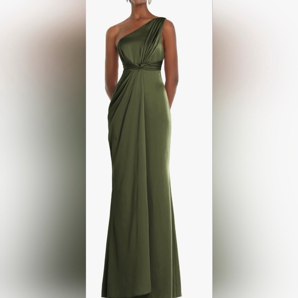 Dessy Collection Olive Green One-Shoulder Dress
